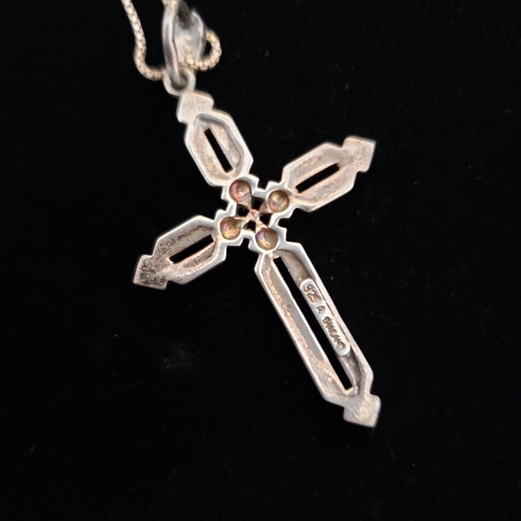 Sterling Marcasite  Gothic Cross Necklace - Picture 2 of 8